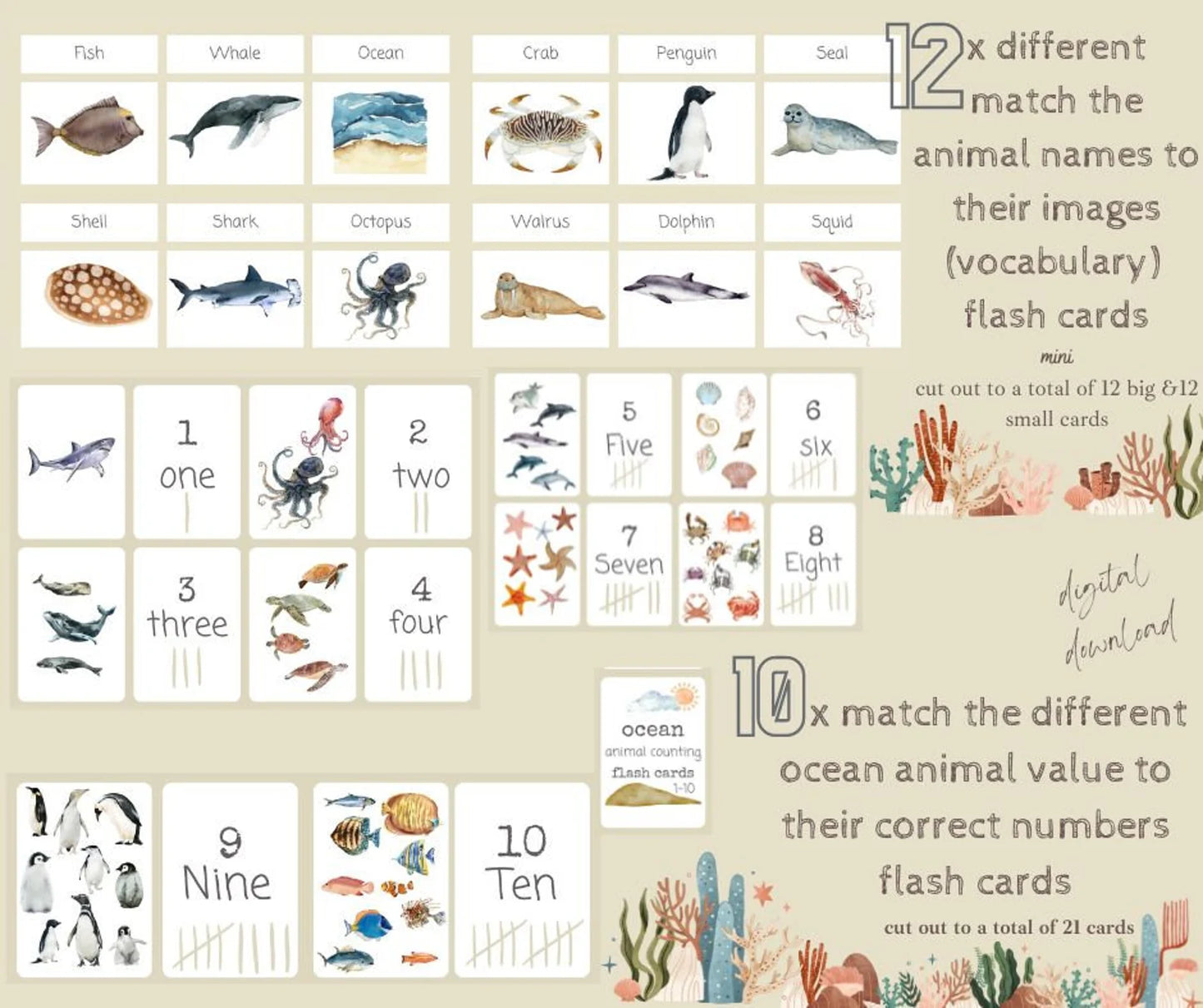OCEAN animal morning basket (Digital Download)