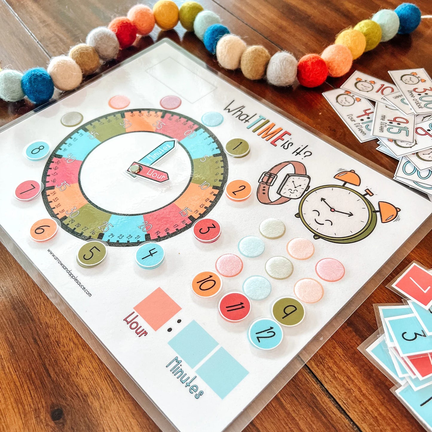 Kids Clock, Learn To Tell Time, Printable Learning Game, Homeschool Activity, Educational Clock, Teaching Tool, Busy Binder Game,