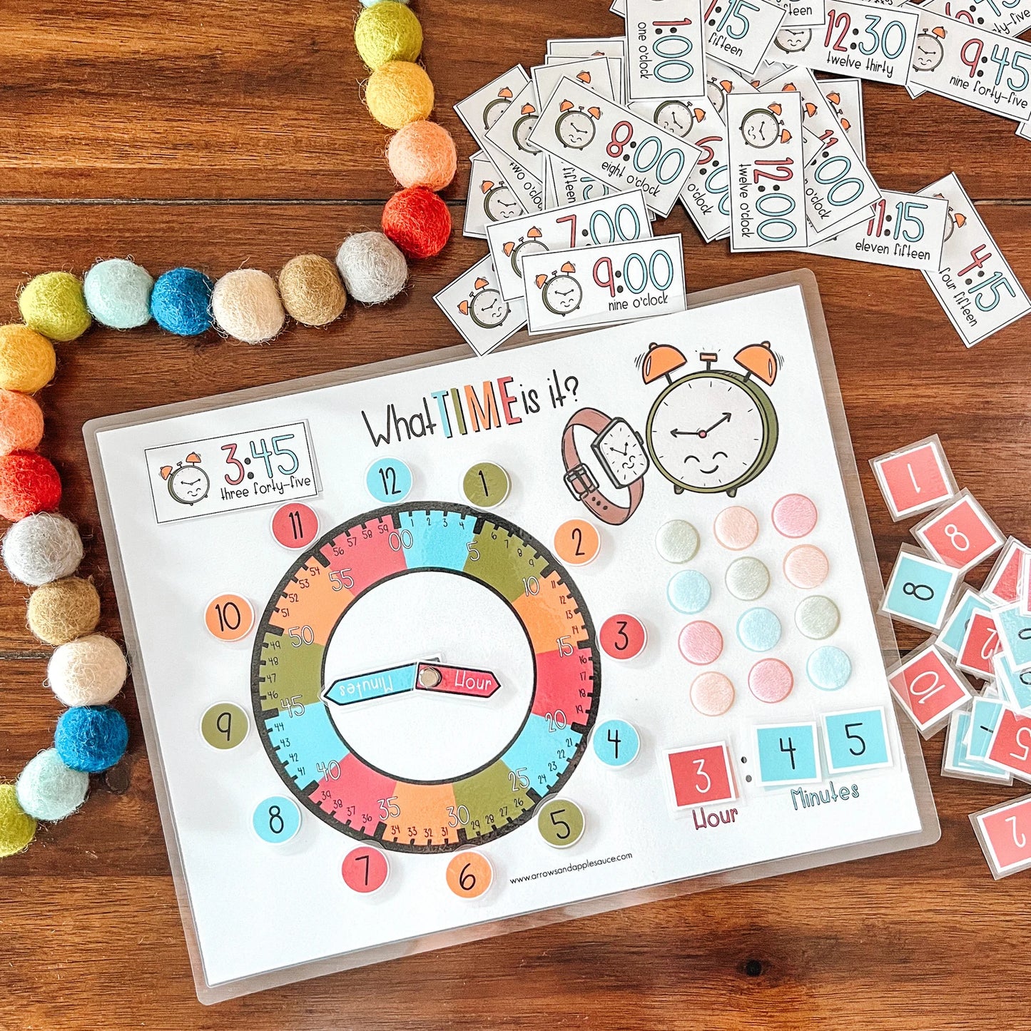 Kids Clock, Learn To Tell Time, Printable Learning Game, Homeschool Activity, Educational Clock, Teaching Tool, Busy Binder Game,