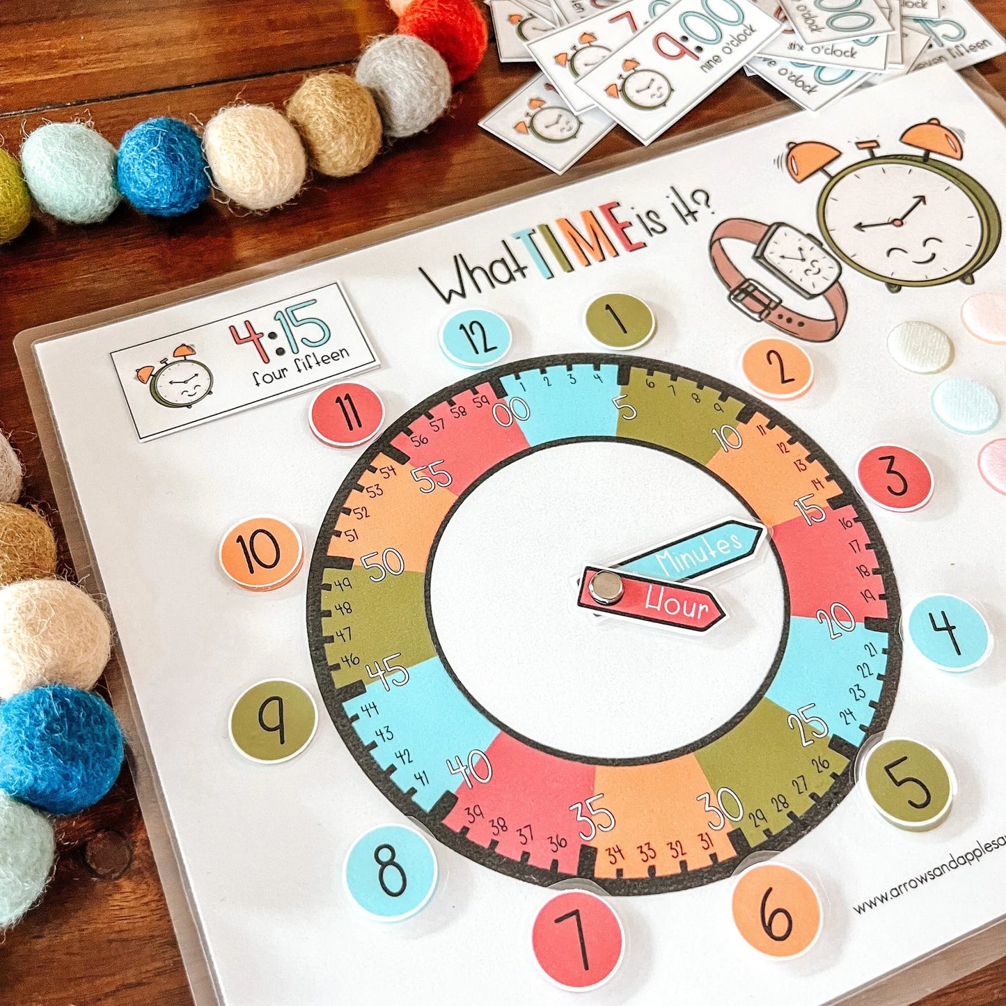 Kids Clock, Learn To Tell Time, Printable Learning Game, Homeschool Activity, Educational Clock, Teaching Tool, Busy Binder Game,