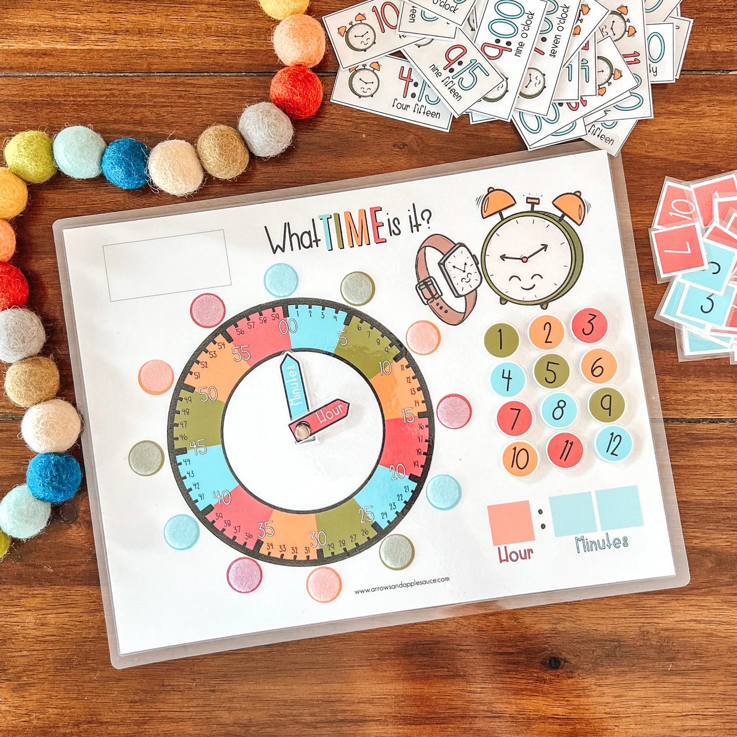 Kids Clock, Learn To Tell Time, Printable Learning Game, Homeschool Activity, Educational Clock, Teaching Tool, Busy Binder Game,