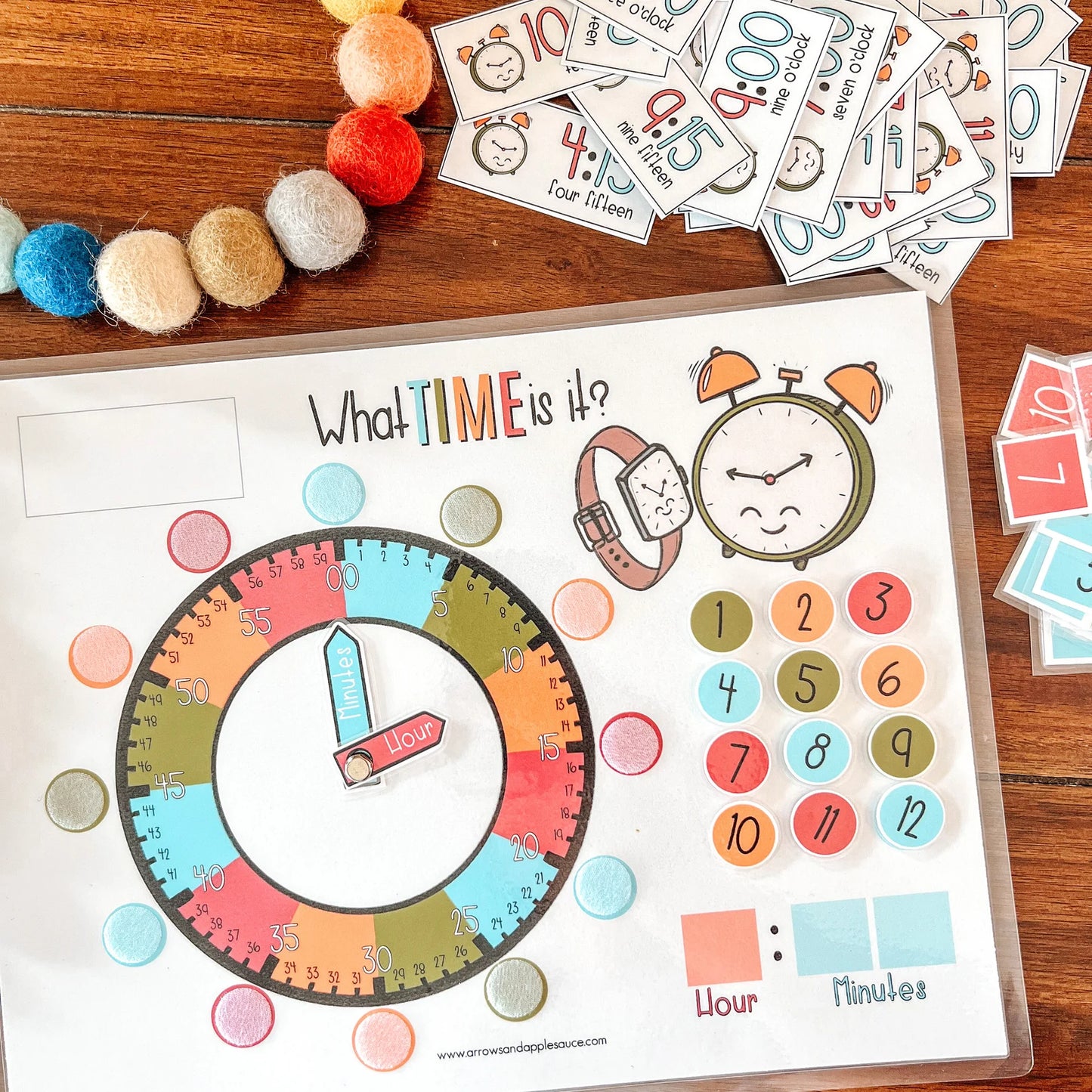 Kids Clock, Learn To Tell Time, Printable Learning Game, Homeschool Activity, Educational Clock, Teaching Tool, Busy Binder Game,