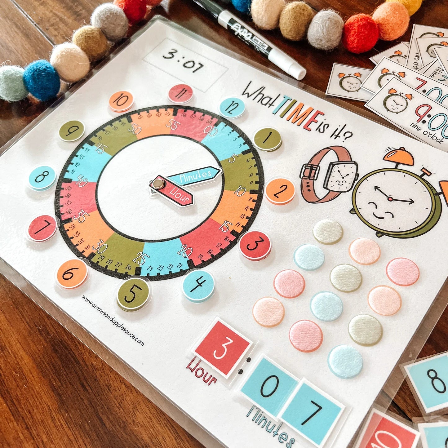 Kids Clock, Learn To Tell Time, Printable Learning Game, Homeschool Activity, Educational Clock, Teaching Tool, Busy Binder Game,