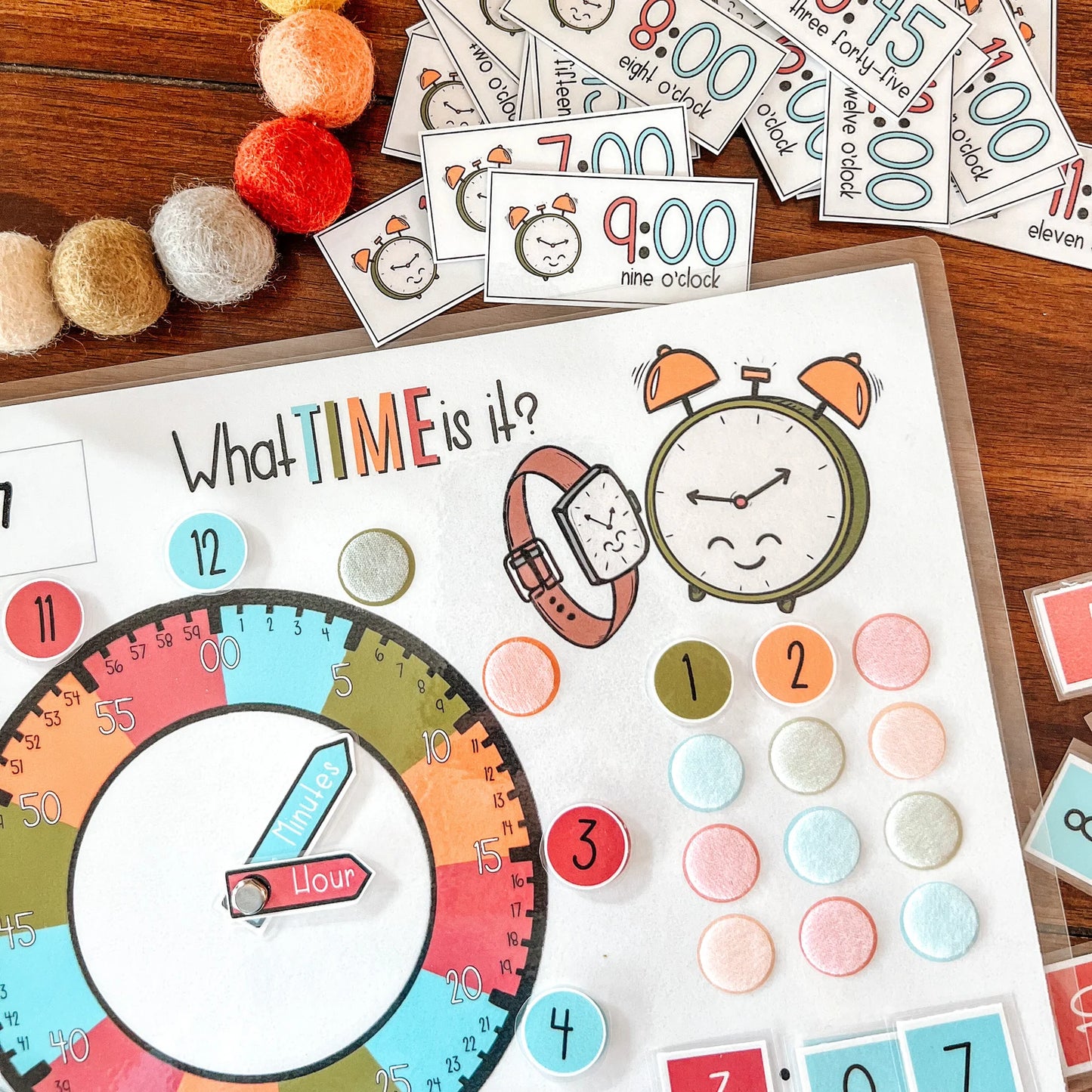 Kids Clock, Learn To Tell Time, Printable Learning Game, Homeschool Activity, Educational Clock, Teaching Tool, Busy Binder Game,