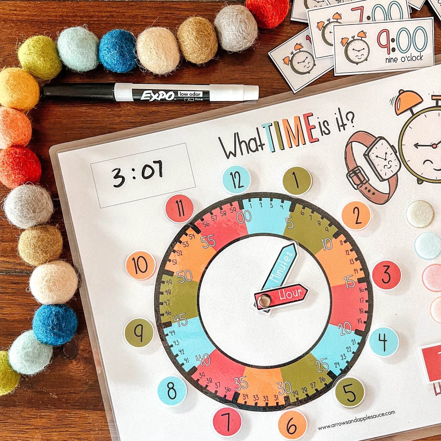 Kids Clock, Learn To Tell Time, Printable Learning Game, Homeschool Activity, Educational Clock, Teaching Tool, Busy Binder Game,