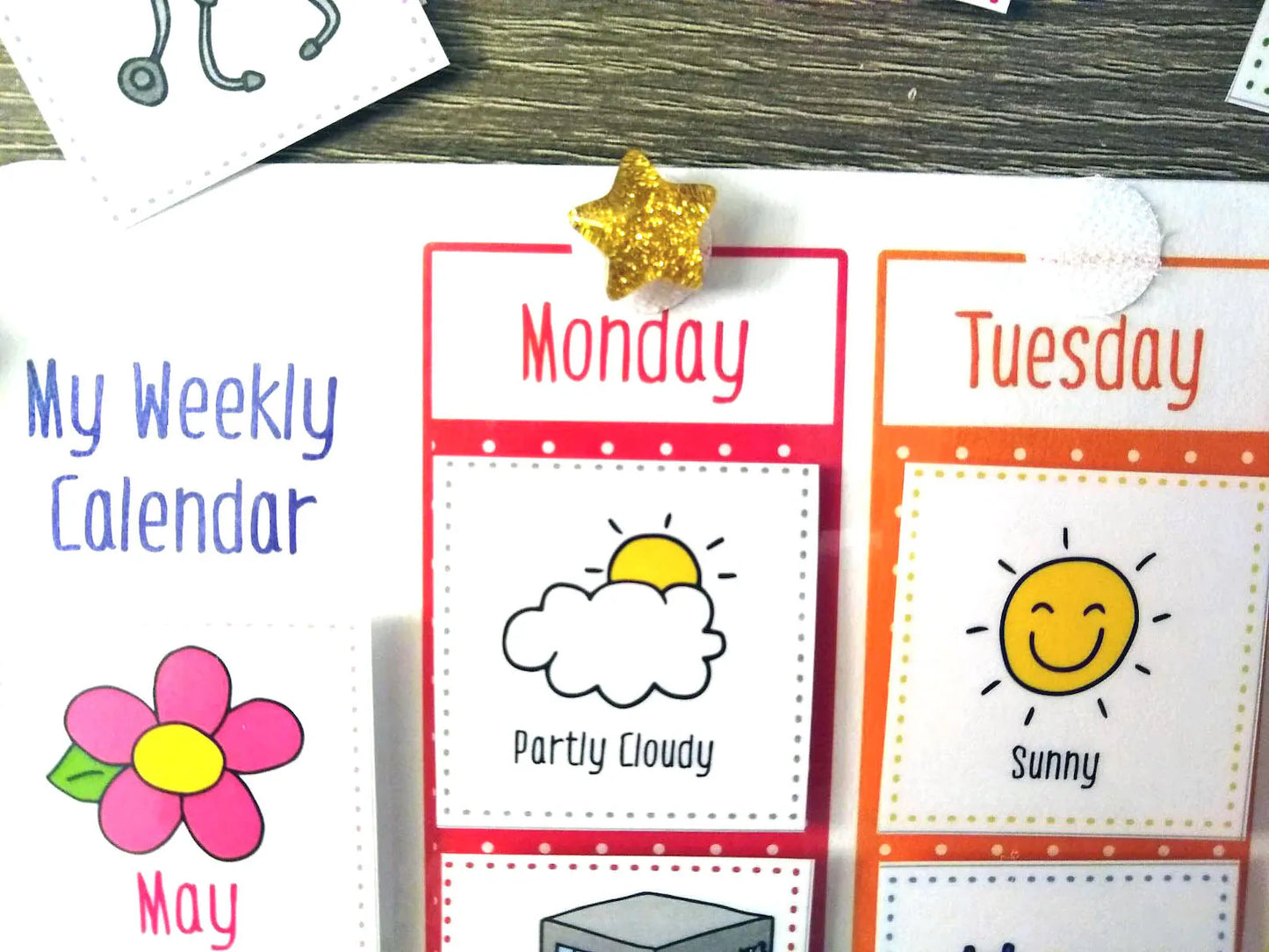 Weekly Visual Calendar for Kids learning – laminated and reusable